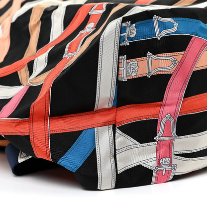 Hermes Silk Barenia Cavalcadour Airsilk Backpack Black Bleu Marine Fauve 9 of 11