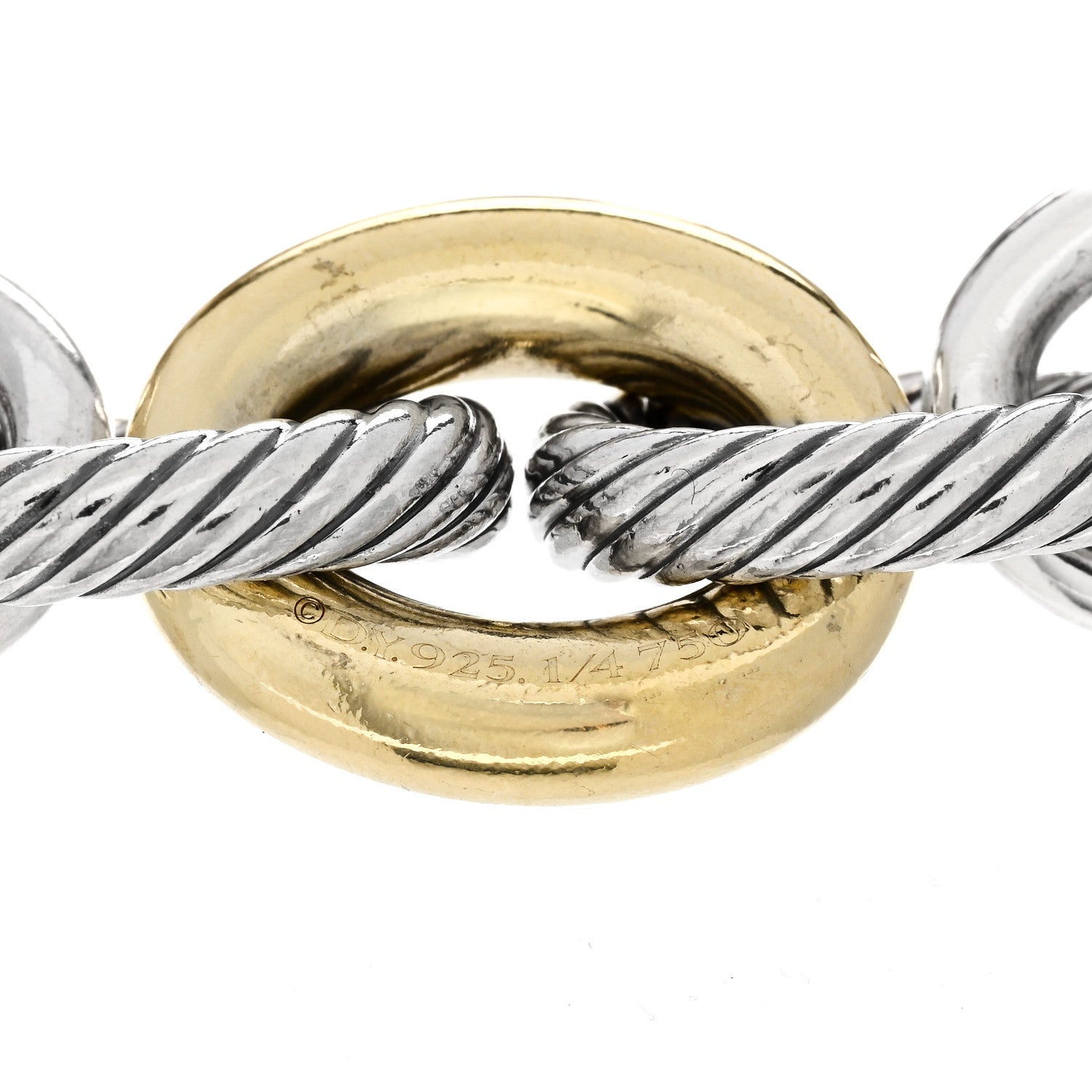 David Yurman Sterling Silver 18K Yellow Gold 19mm Extra Large Oval Link Bracelet 4 of 4