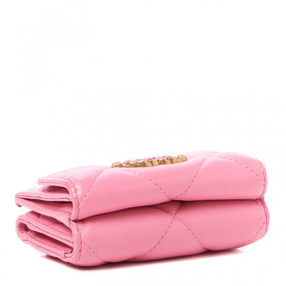 Chanel Goatskin Quilted Small Chanel 19 Flap Wallet Pink 3 of 8