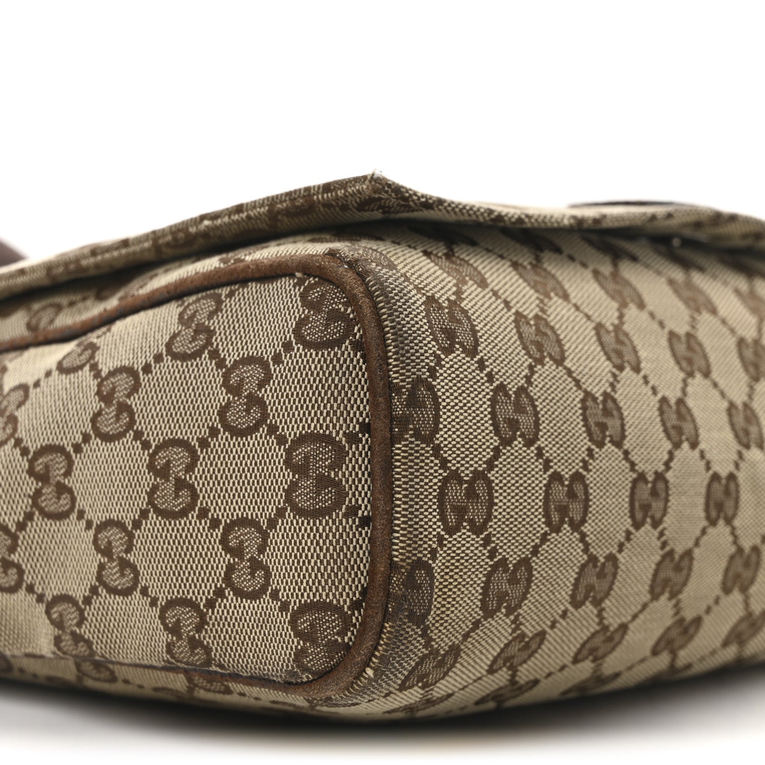 Gucci Monogram Small Flap Messenger Bag Beige Dark Brown 9 of 10