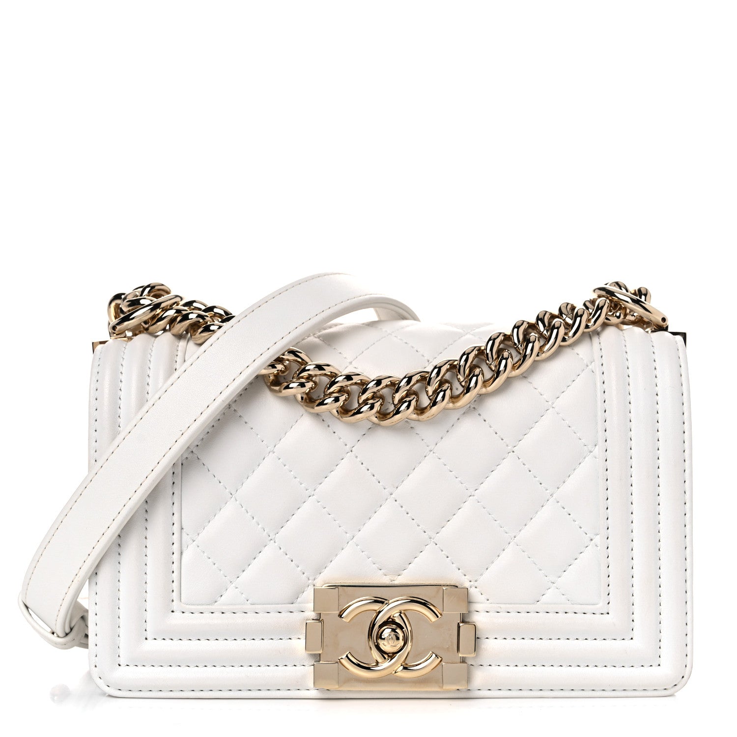 Chanel Calfskin Quilted Small Boy Flap White 1 of 15