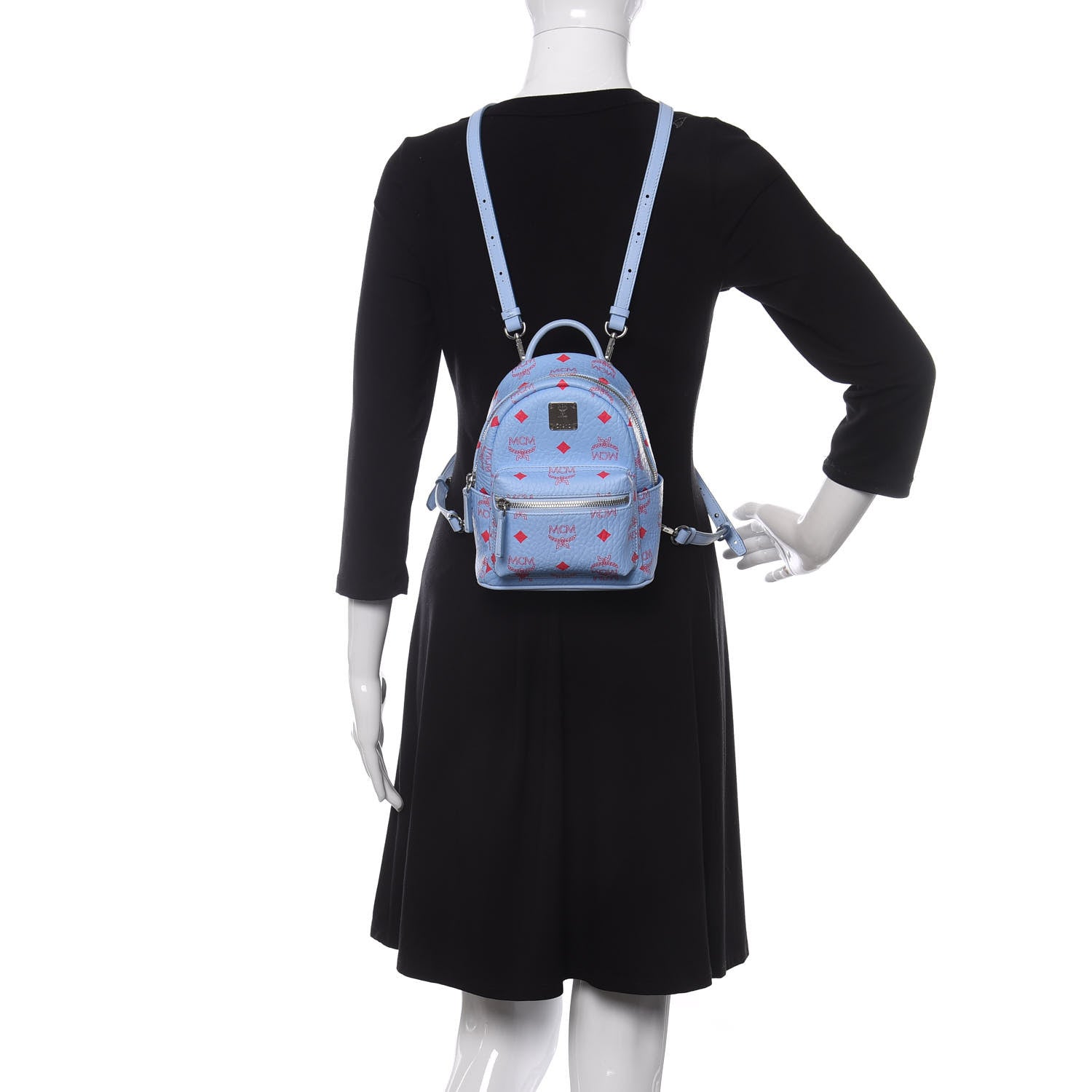 MCM Visetos X-Mini Stark Bebe Boo Backpack Blue Bell 2 of 8