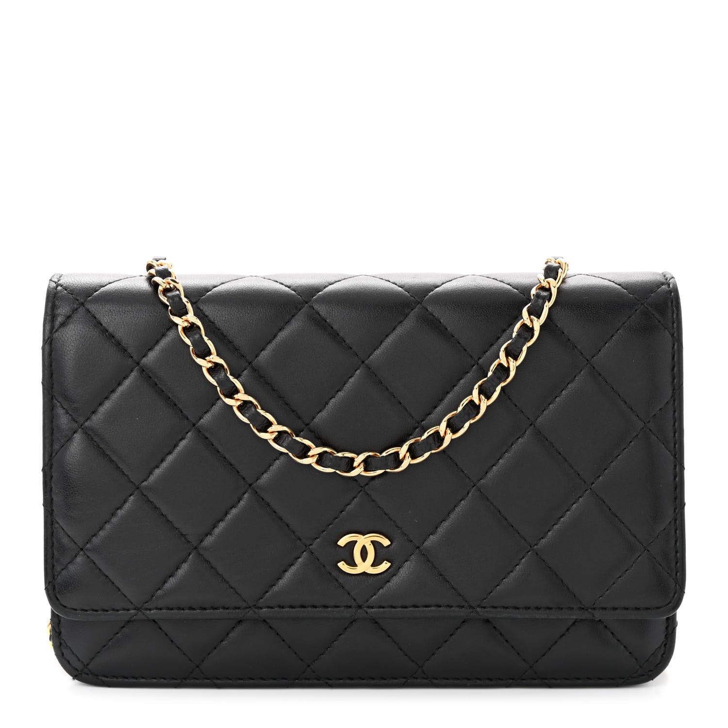 Chanel Lambskin Quilted Wallet On Chain WOC Black 1 of 13