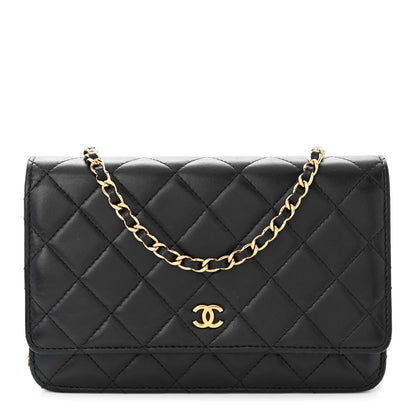 Chanel Lambskin Quilted Wallet On Chain WOC Black 1 of 13