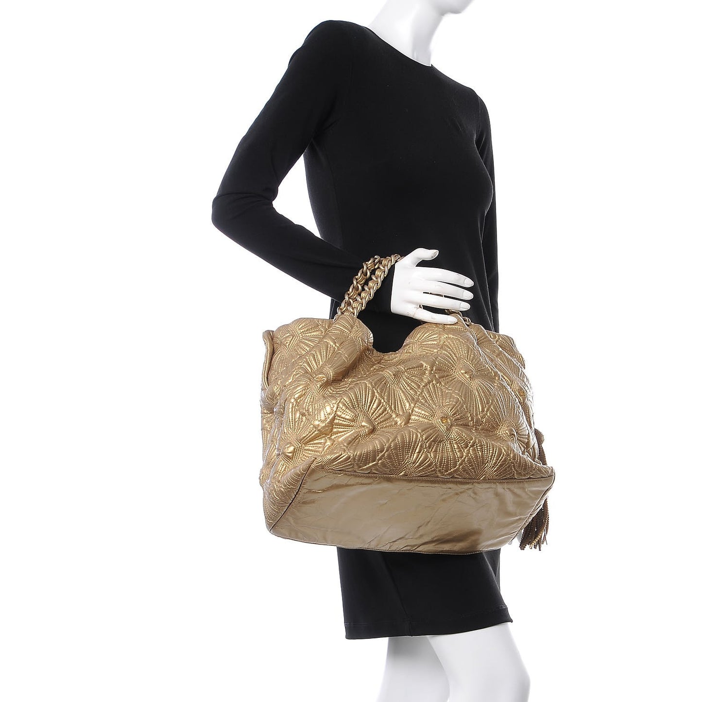 Calfskin Embroidered Ca D’Oro Tote Gold