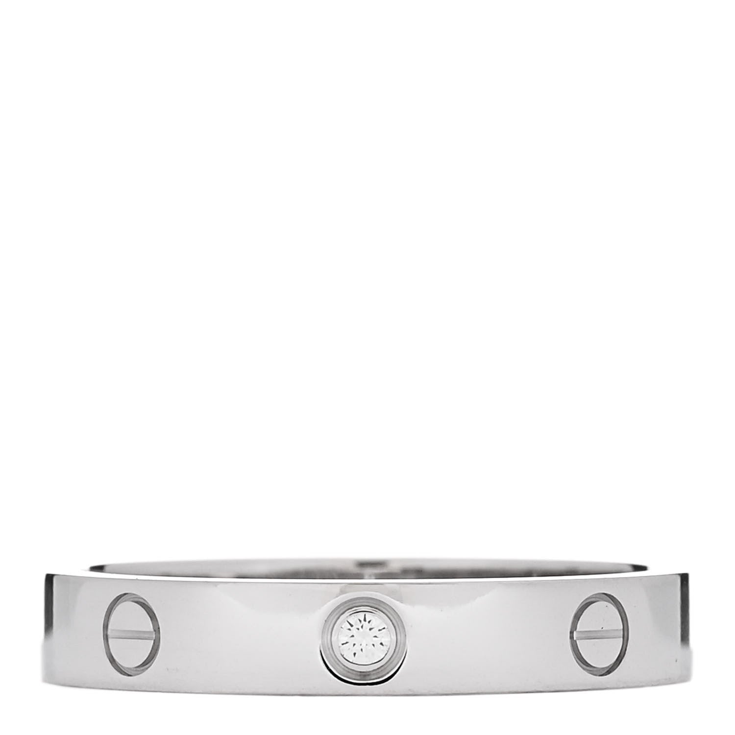 Cartier 18K White Gold Diamond 4mm LOVE Wedding Band Ring 63 10.25 1 of 5