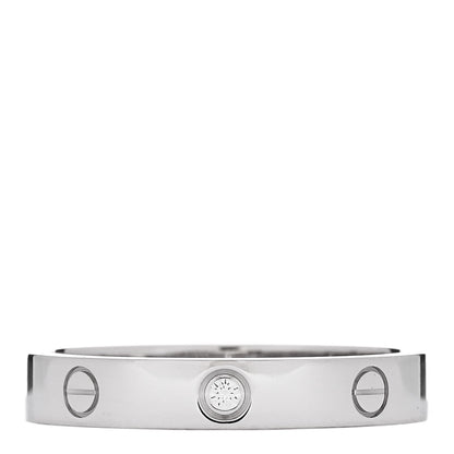Cartier 18K White Gold Diamond 4mm LOVE Wedding Band Ring 63 10.25 1 of 5