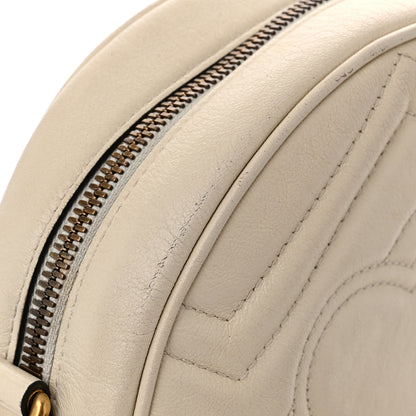 Gucci Calfskin Matelasse Mini GG Marmont Round Shoulder Bag White 12 of 13