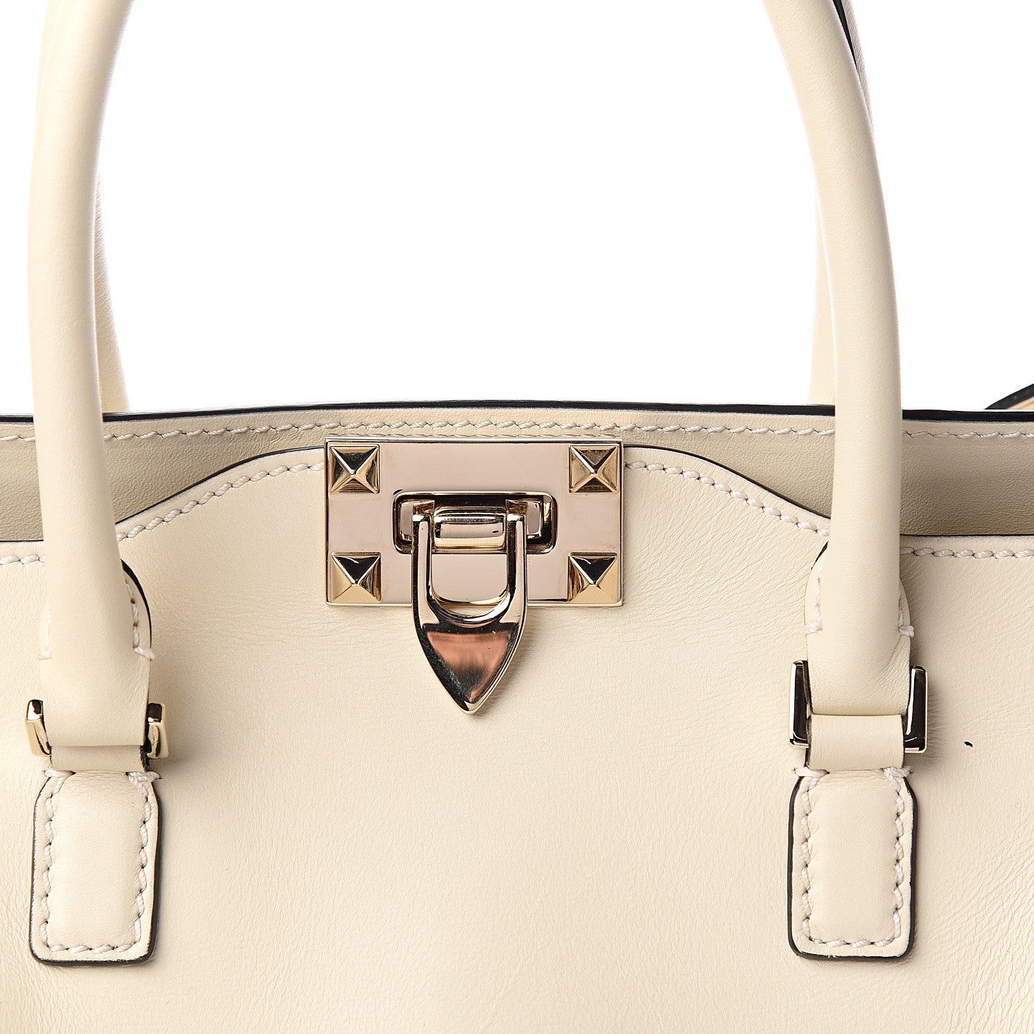 Valentino Garavani Vitello Small Rockstud Double Handle Tote Ivory 9 of 9