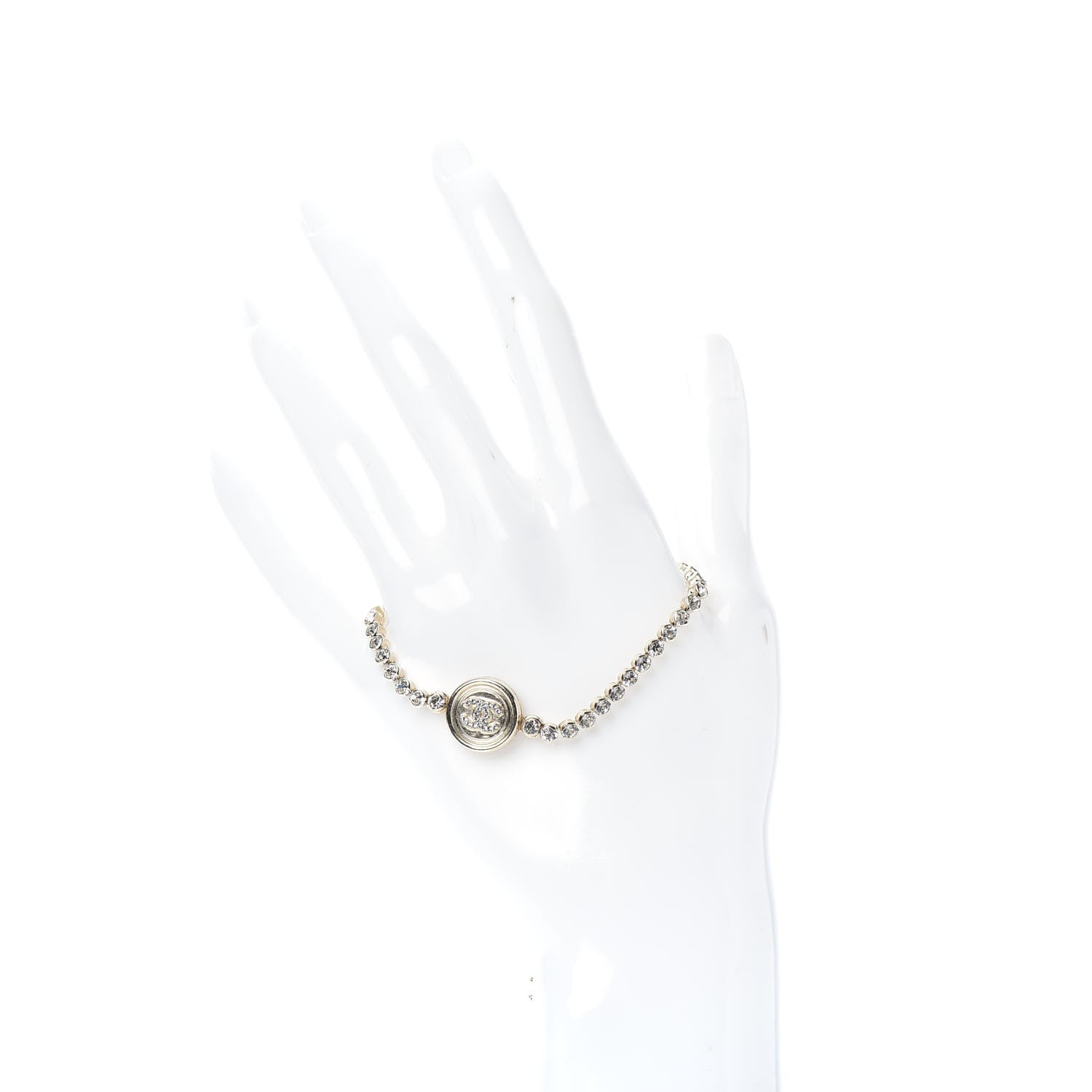 Chanel Crystal CC Chain Bracelet Gold 2 of 4