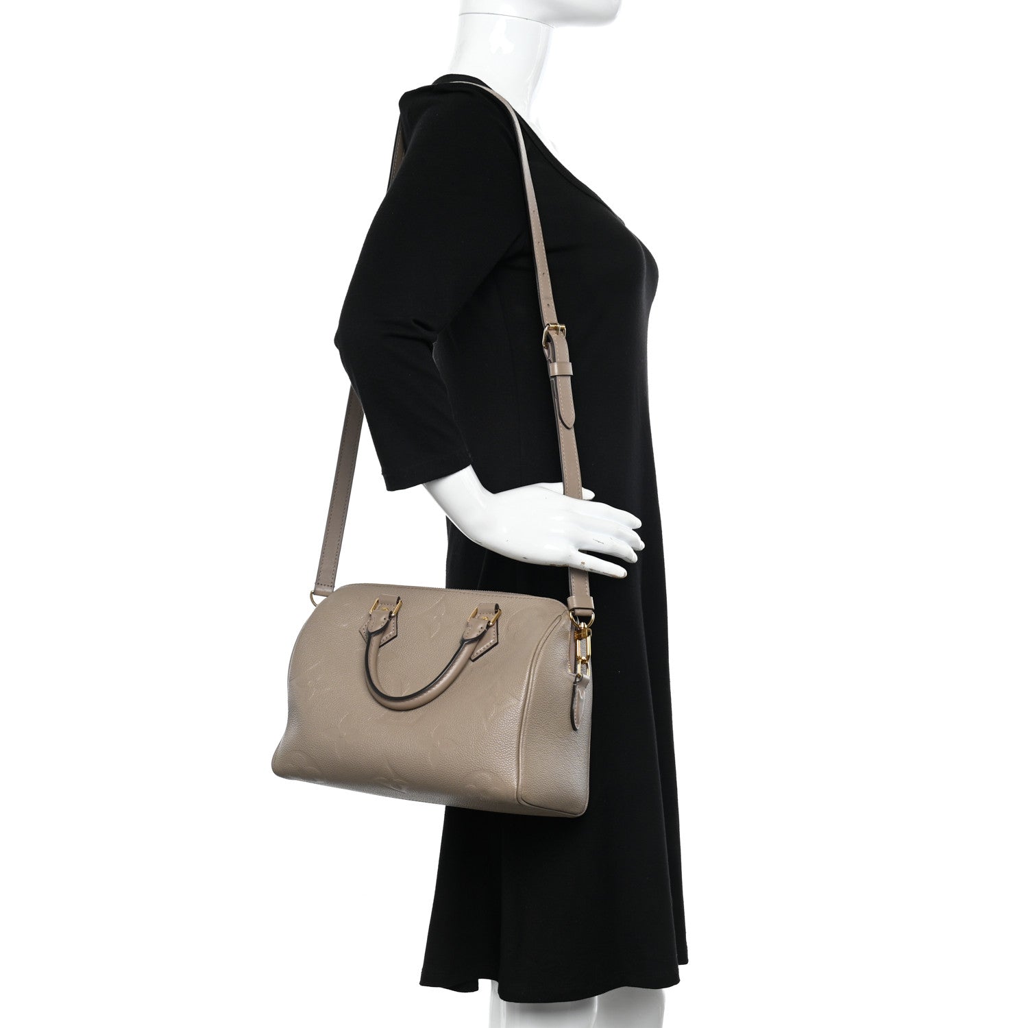 Louis Vuitton Empreinte Monogram Giant Speedy Bandouliere 25 Tourterelle 2 of 12