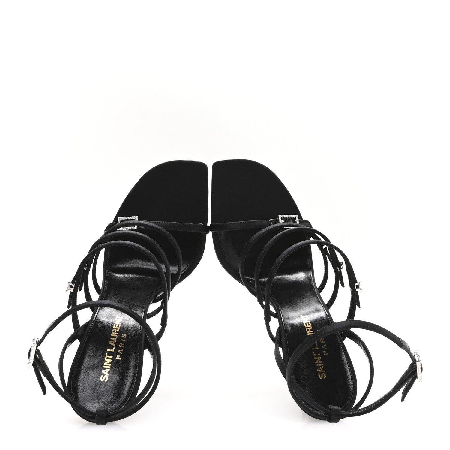 Saint Laurent Crepe Satin Crystal Jerry 110 Sandals 37 Black 2 of 8