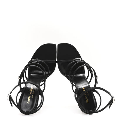 Saint Laurent Crepe Satin Crystal Jerry 110 Sandals 37 Black 2 of 8