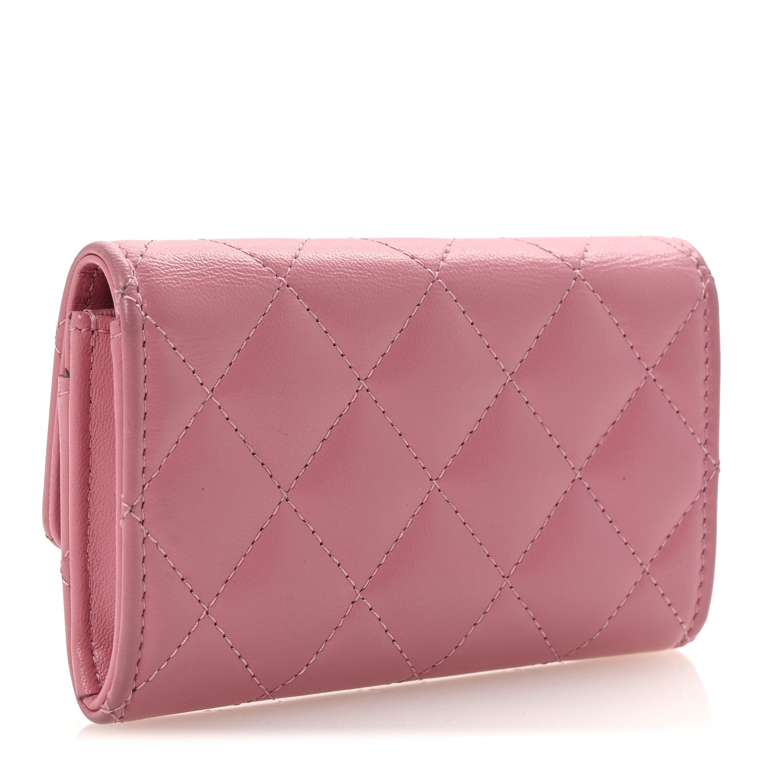 Chanel Lambskin Quilted Flap Crystal Star Card Holder Wallet Pink 5 of 18