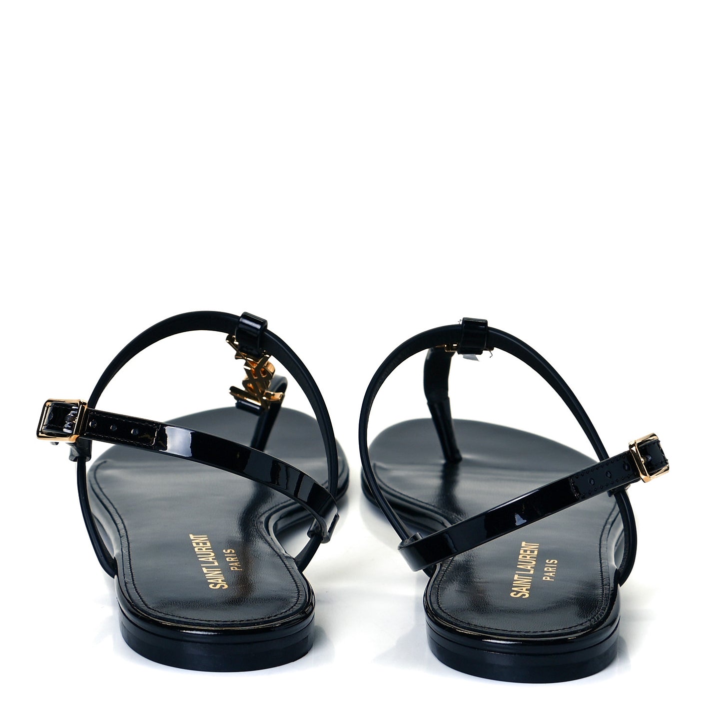 Patent Calfskin Cassandra Monogram Sandals 36.5 Black