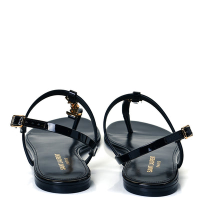 Saint Laurent Patent Calfskin Cassandra Monogram Sandals 36.5 Black 5 of 10