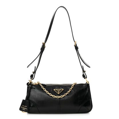 Prada Soft Lux Calfskin Medium Re-Edition 2002 Shoulder Bag Black 1 of 15