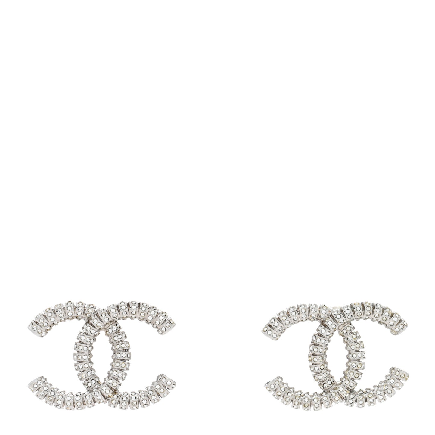 Crystal Large CC Earrings Silver