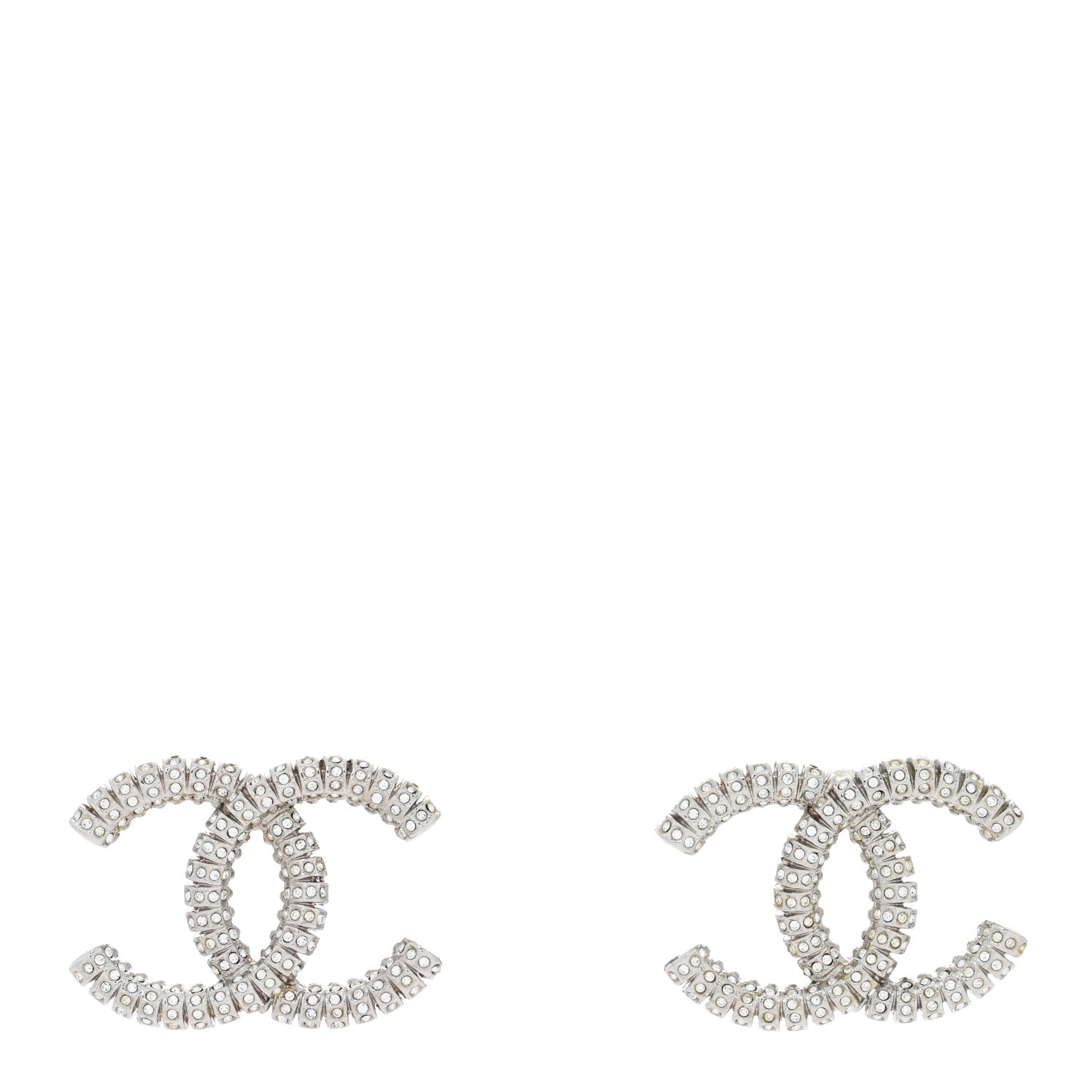 Chanel Crystal Large CC Earrings Silver 1 of 5