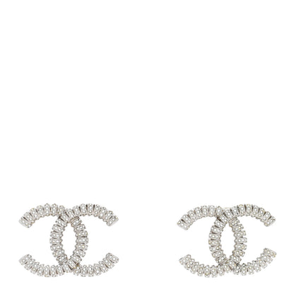 Chanel Crystal Large CC Earrings Silver 1 of 5