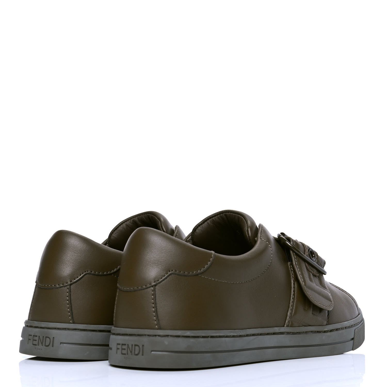 Fendi Vitello FF Embossed Womens Slip On Sneakers 36 Wood 3 of 10