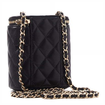 Chanel Lambskin Quilted Small Vertical Coco Beauty Vanity Case With Chain Black 2 of 10