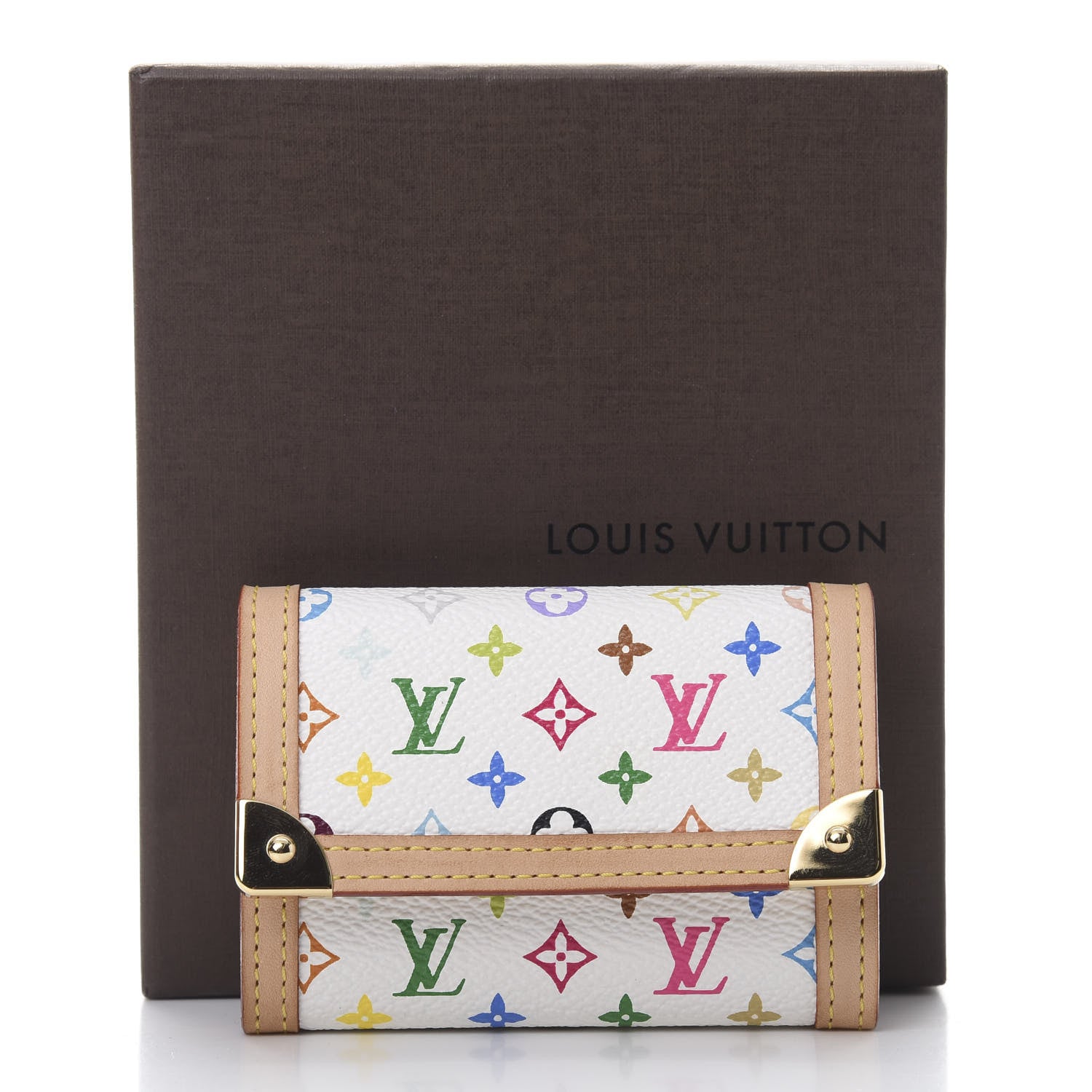 Louis Vuitton Monogram Multicolor Porte-Monnaie Plat Coin Purse White 8 of 8