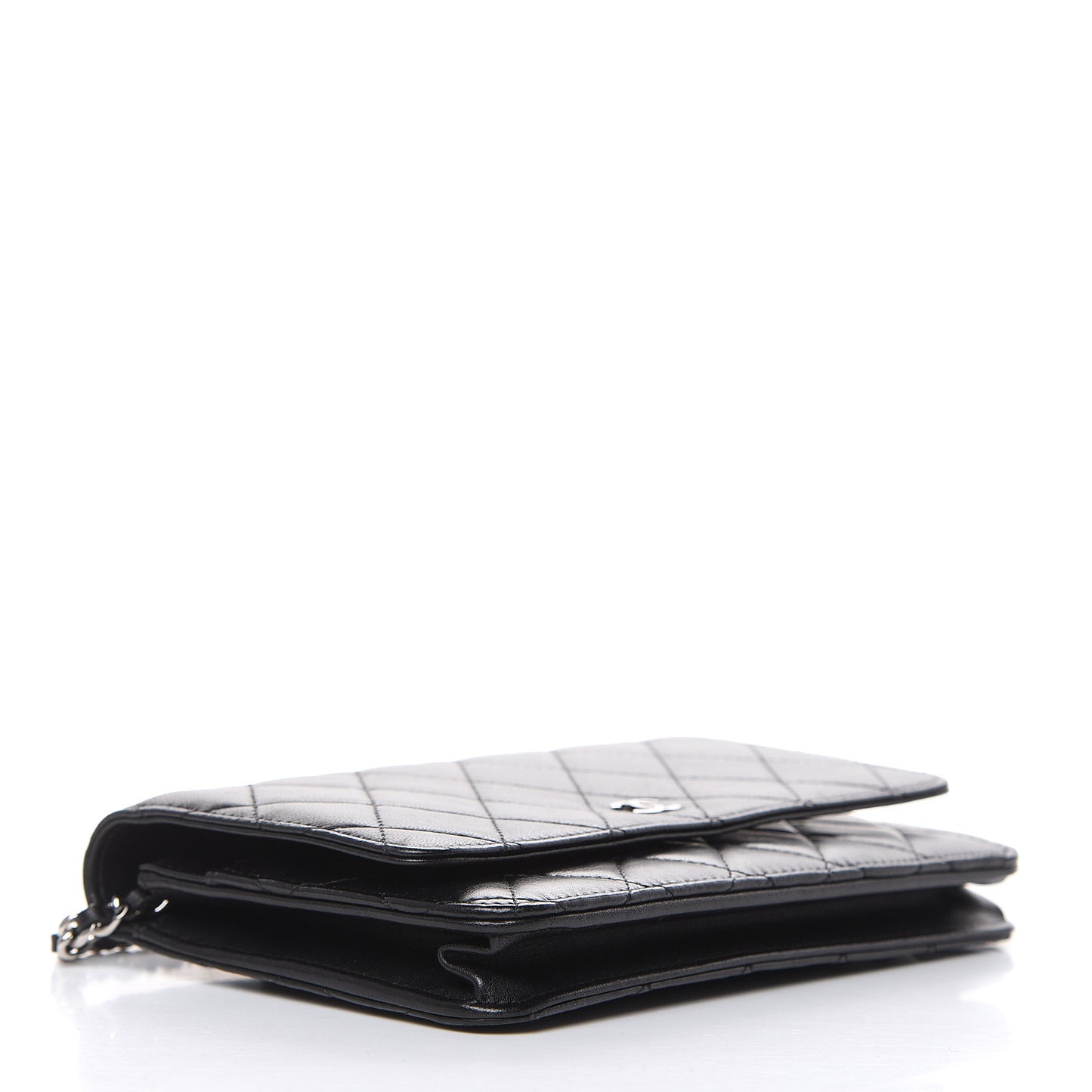 Lambskin Quilted Wallet On Chain WOC Black