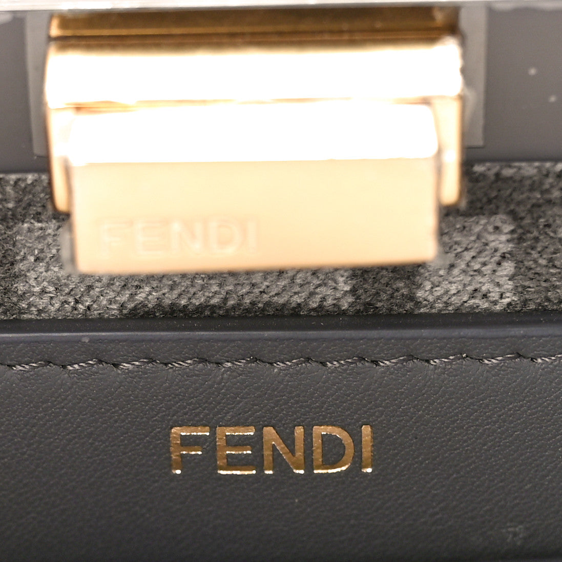 Fendi Chenille Vitello Seta FF Small Peekaboo I SEE U Satchel Anthracite Asfalto 6 of 8