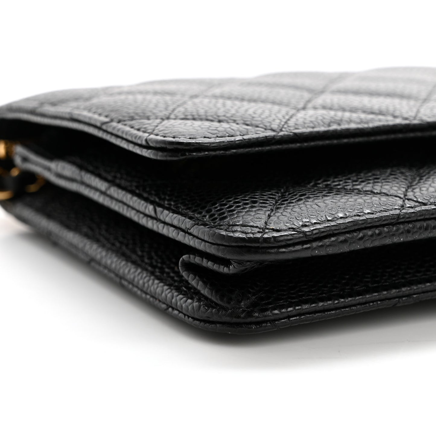 Caviar Quilted Wallet on Chain WOC Black