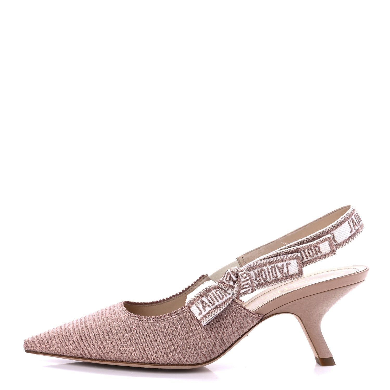 Christian Dior Laminated Cotton Ribbon Embroidered J'Adior Slingback 65mm Pumps 37.5 Rose Des Ve 1 of 8