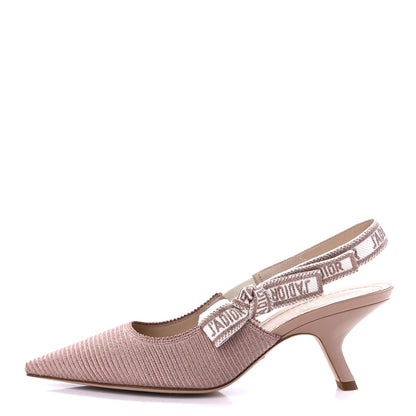 Christian Dior Laminated Cotton Ribbon Embroidered J'Adior Slingback 65mm Pumps 37.5 Rose Des Ve 1 of 8