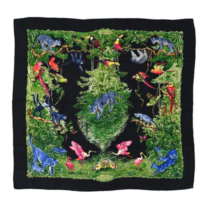 Hermes Silk Equateur Scarf 90 Black Vert Bleu 1 of 5