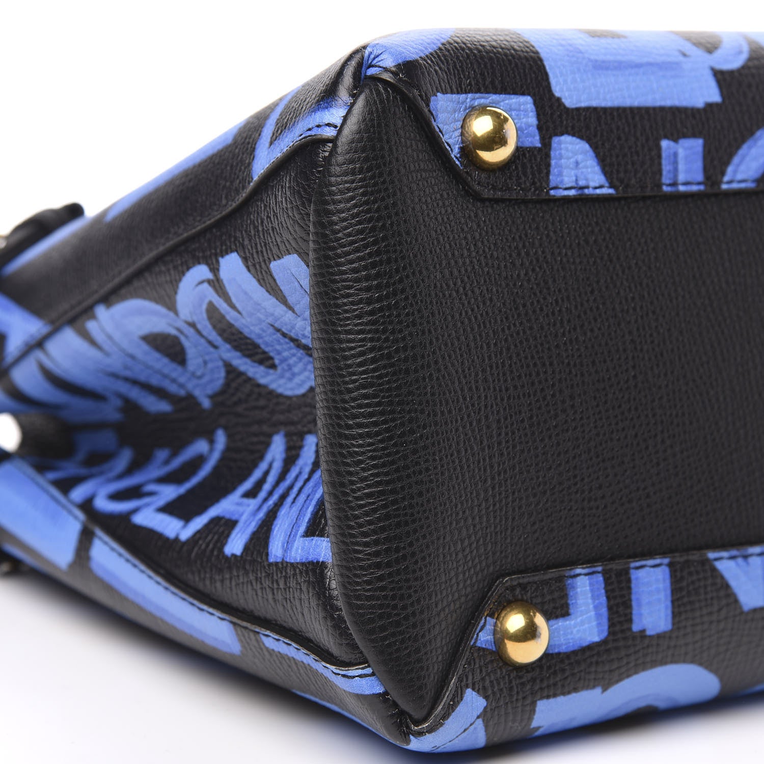 Burberry Grainy Calfskin Graffiti Print Medium Banner Tote Black 9 of 10