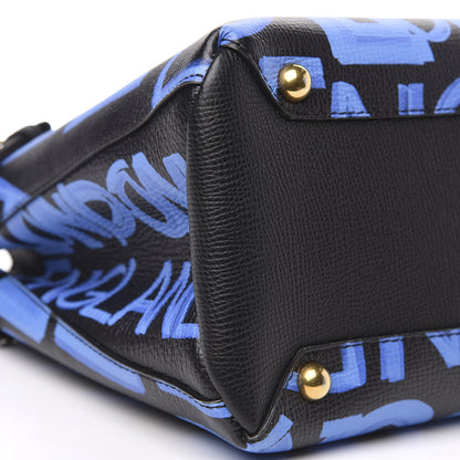 Burberry Grainy Calfskin Graffiti Print Medium Banner Tote Black 9 of 10