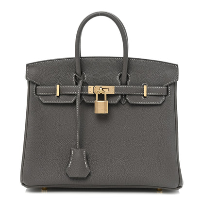 Hermes Togo Horseshoe Birkin 25 Etain Malachite 1 of 13