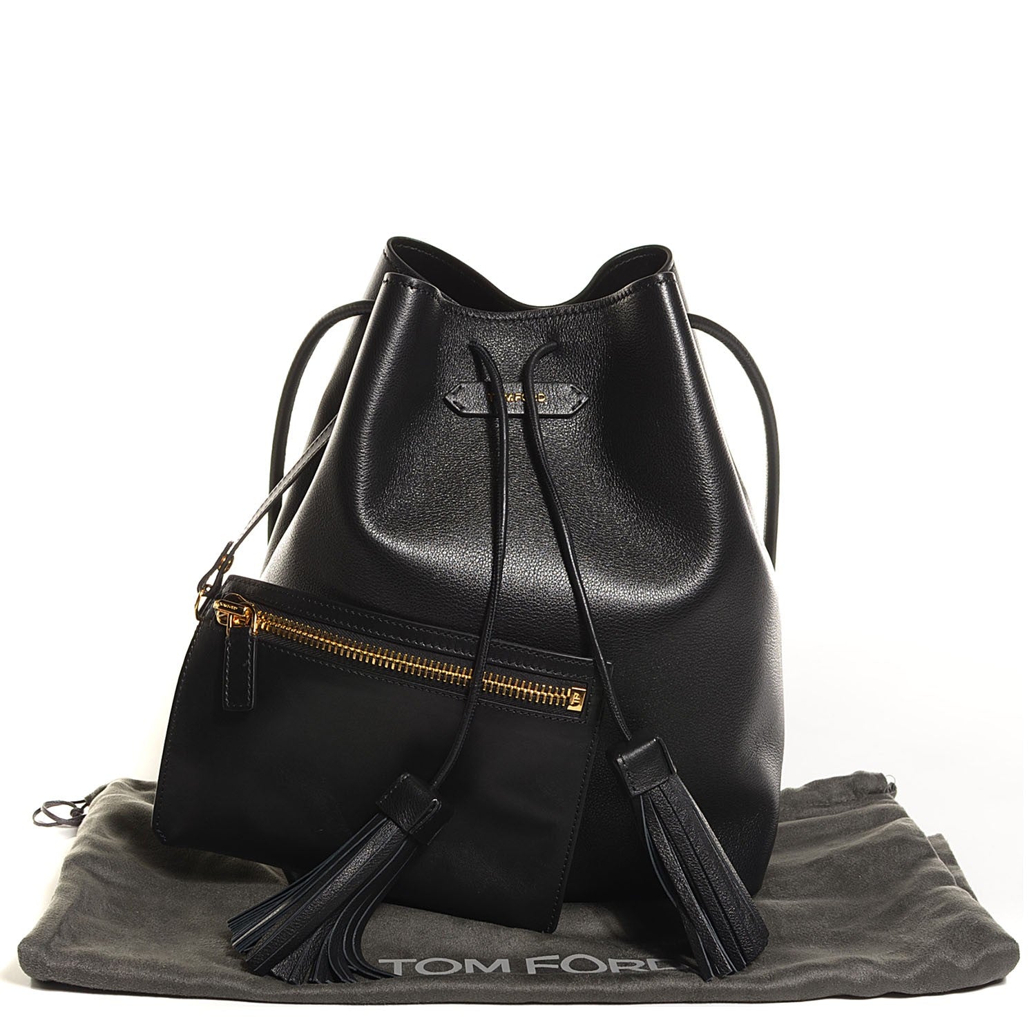 Tom Ford Calfskin Small Tassel Bucket Bag Black 5 of 8