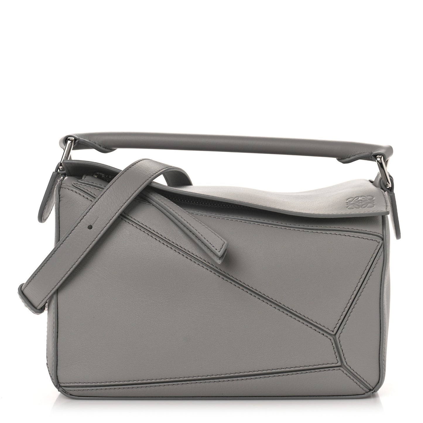 Calfskin Small Puzzle Bag Pearl Grey