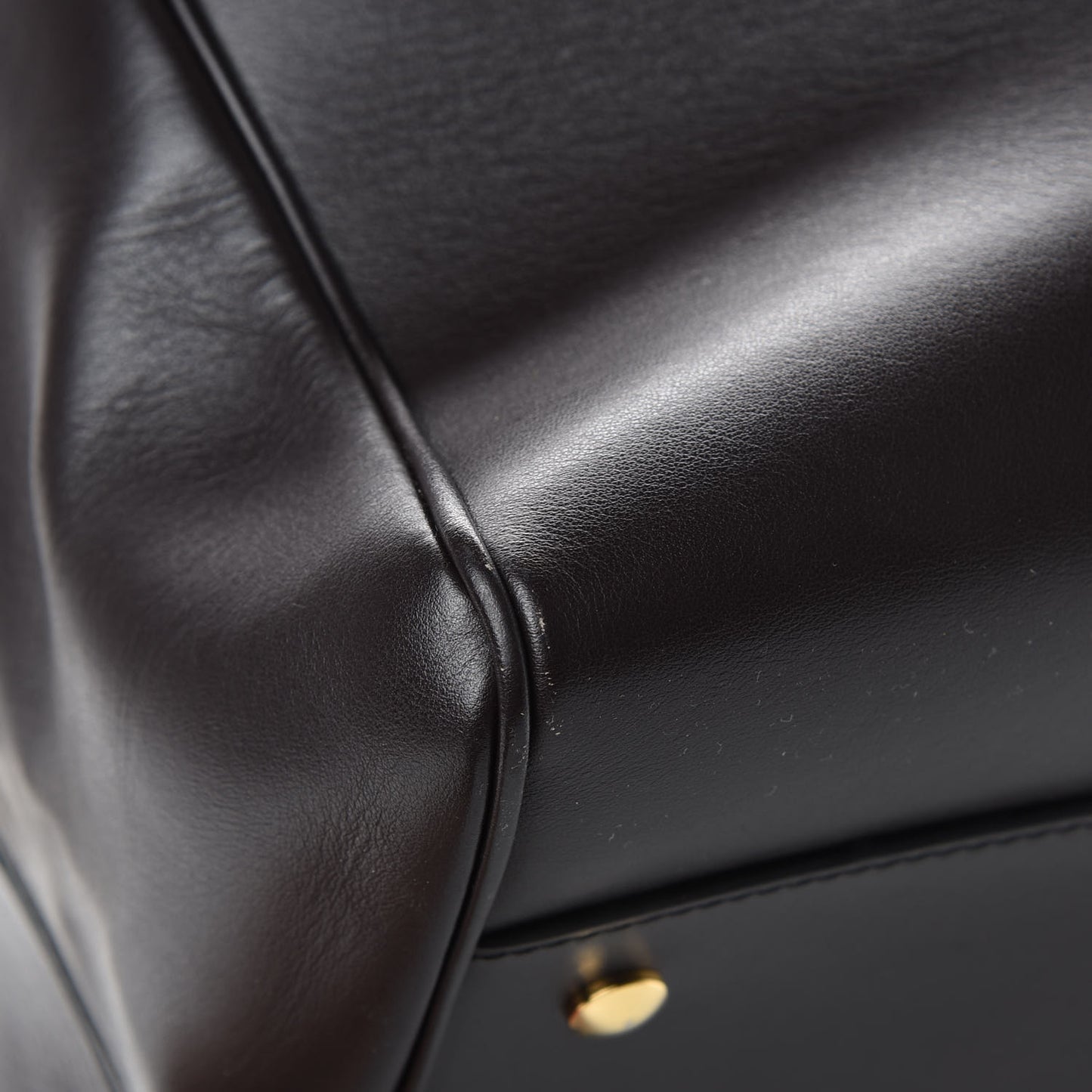 Smooth Calfskin Medium Cube Bowling Bag Dark Brown