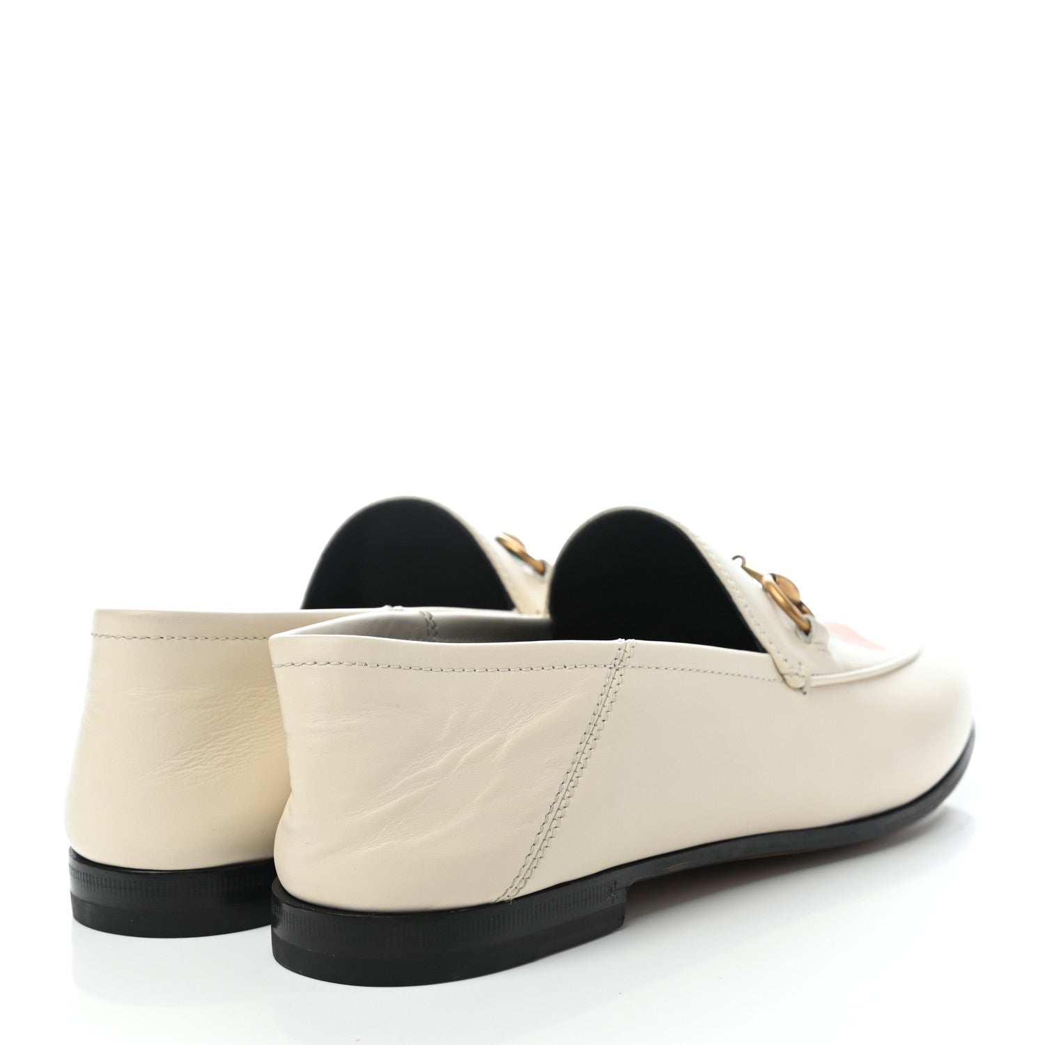 Gucci Calfskin Taste Strawberry Womens Brixton Horsebit Loafers 35.5 Ivory Red 4 of 8