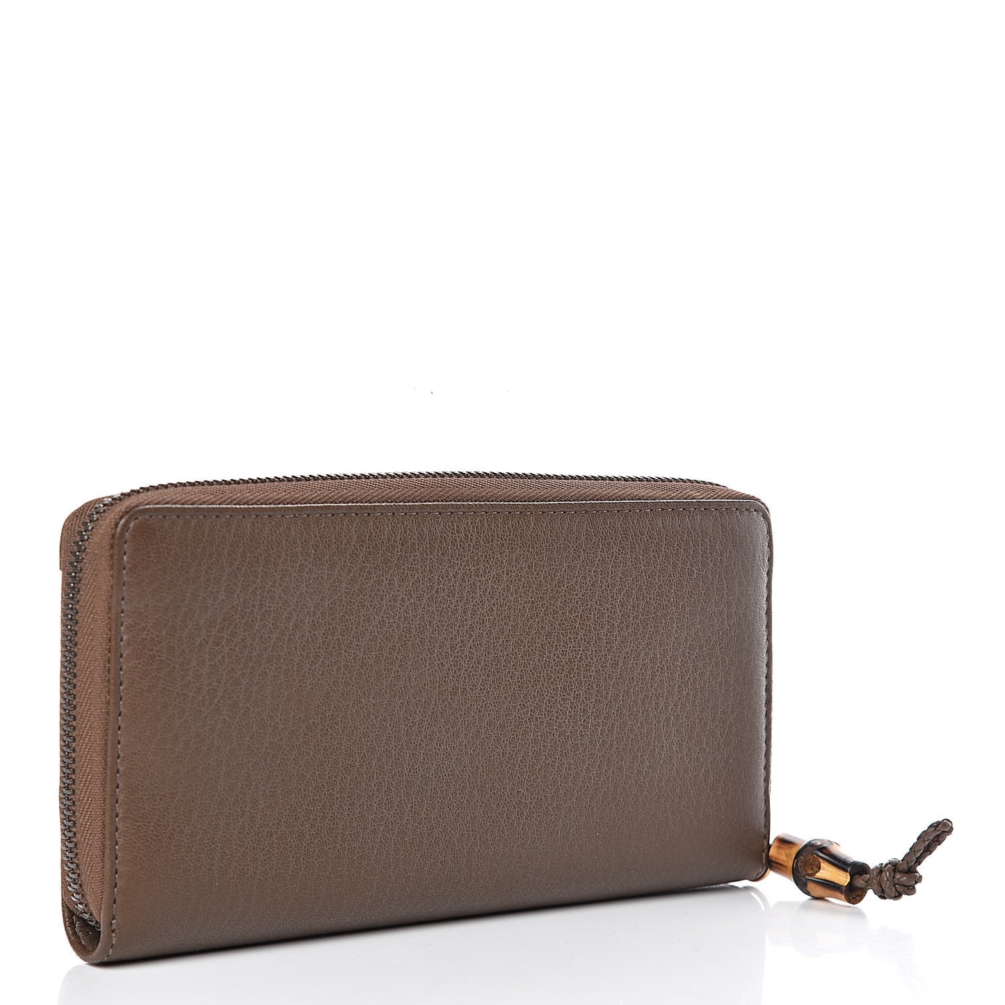 Soft Deerskin Hip Bamboo Zip Around Wallet Brown