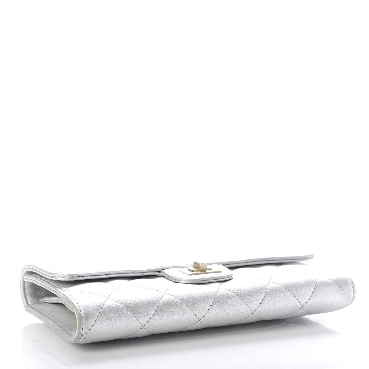 Metallic Lambskin Quilted Reissue Wallet Silver
