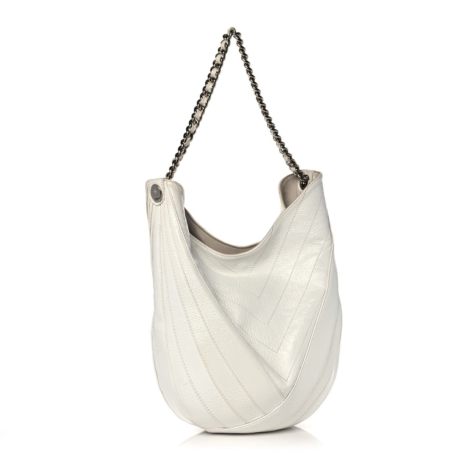 Chanel Crumpled Patent Small Droplet Hobo White 3 of 15