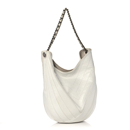 Chanel Crumpled Patent Small Droplet Hobo White 3 of 15