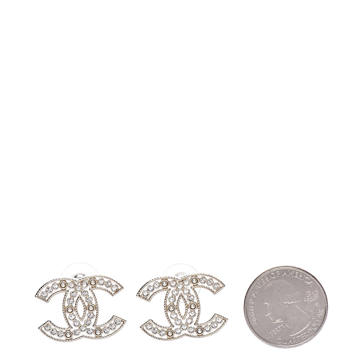 Pearl Crystal Sparkling Pearls CC Earrings Light Gold
