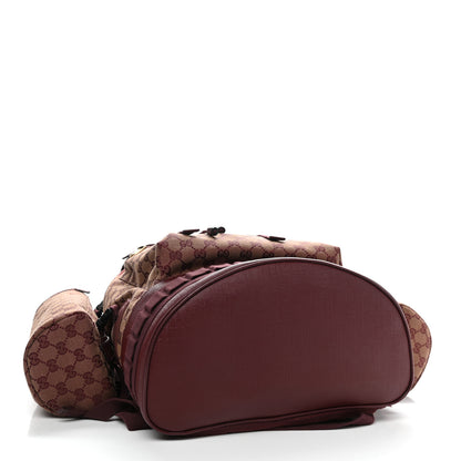 Gucci GG Monogram Script Logo Large Double Pocket Backpack Sahara Rubino Bordeaux 5 of 16