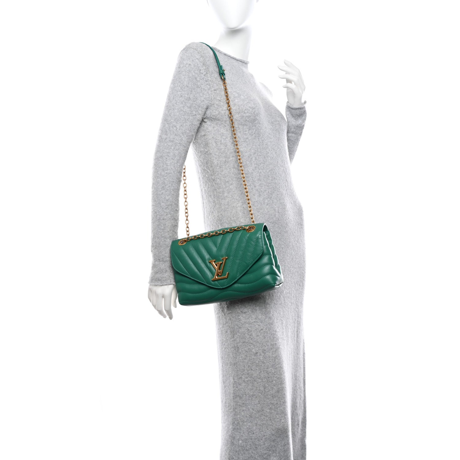 Louis Vuitton Calfskin New Wave Chain Bag MM NM Emerald 2 of 9