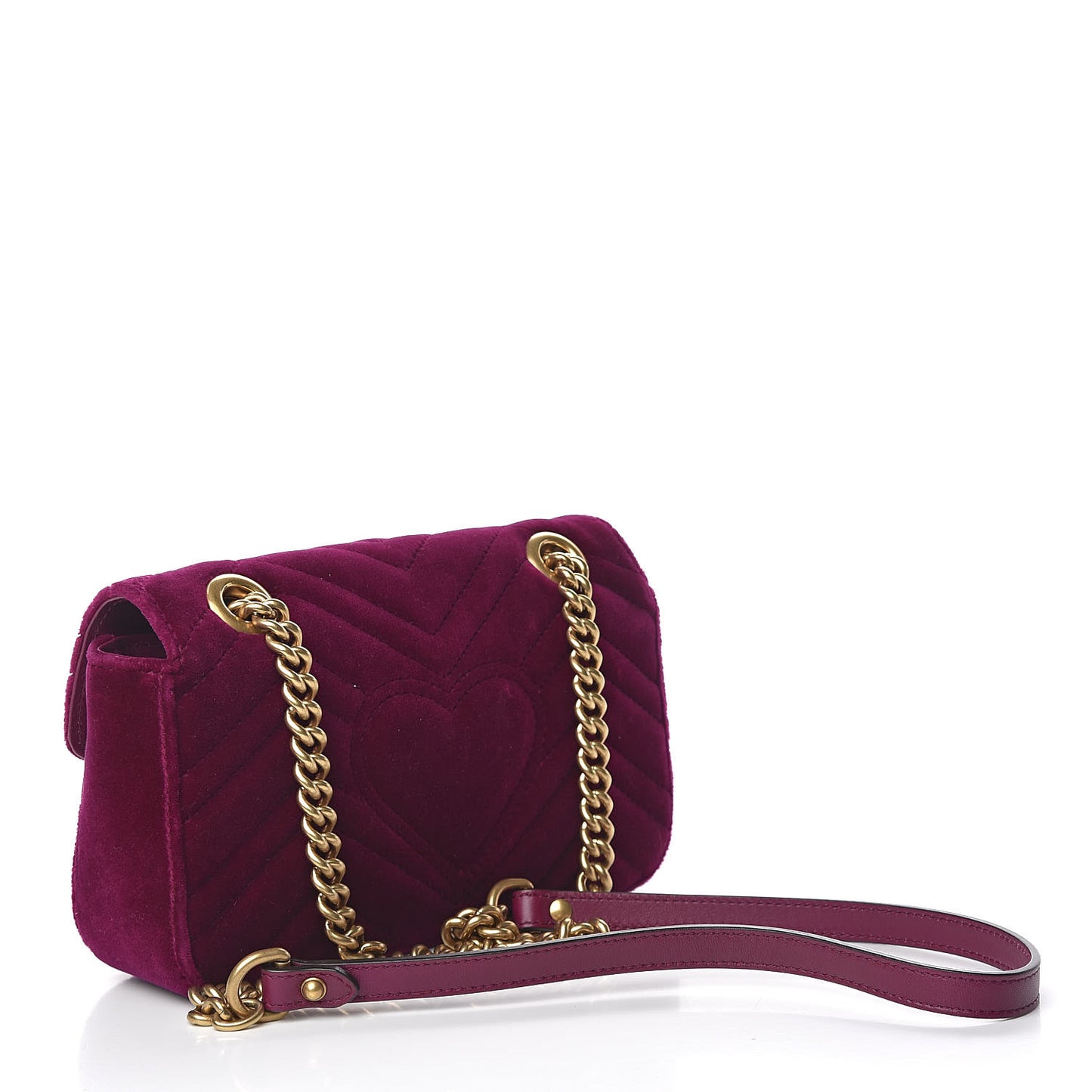 Velvet Matelasse Mini GG Marmont Shoulder Bag Fuchsia Violet Cyclamen