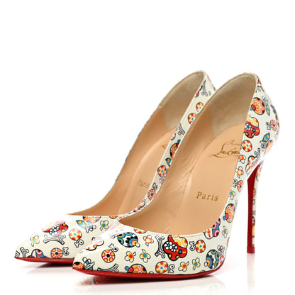 Christian Louboutin Patent Pigalle Follies Fiori 100 Pumps 35.5 Latte 3 of 8