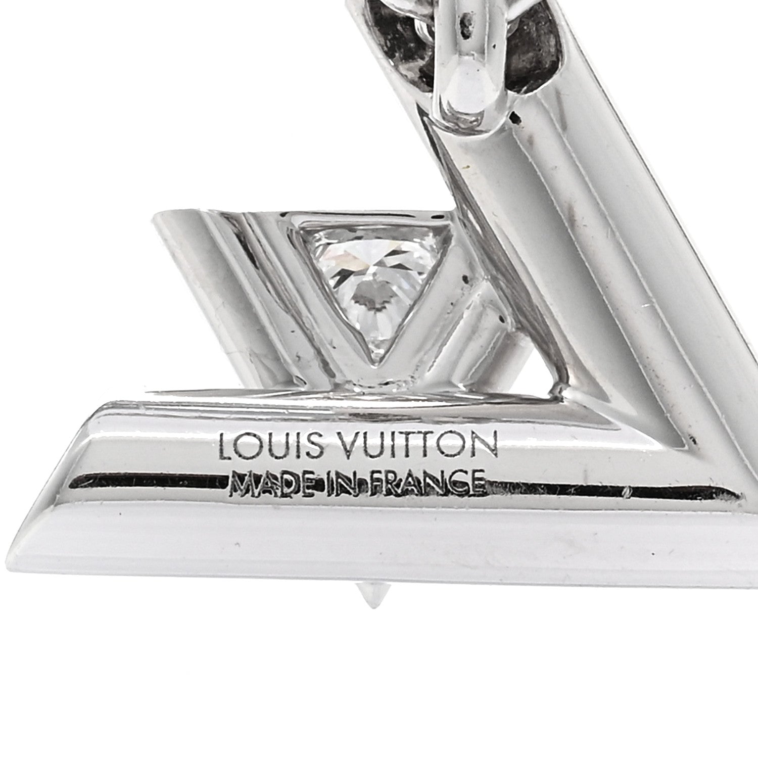 Louis Vuitton 18K White Gold Diamond Large LV Volt One Pendant Necklace 4 of 5